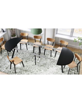 EXPANSO Crni Mat/crne noge - VELIKI, OKRUGLI STOL Ø110 SKLOPIVI DO 310 cm, S NOGAMA Y LOFT/INDUSTRIJALNI