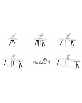 EXPANSO Bijeli Mat/crne noge – VELIKI, OKRUGLI STOL Ø110 SKLOPIVI DO 310 cm, S NOGAMA Y LOFT/INDUSTRIJALNI