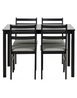 Súprava TORINO stôl + 4 stoličky Čierny/Svetlosivý (tkanina Sawana 21) – DREVENÝ KOMPLET DO KUCHYNE/JEDÁLNE