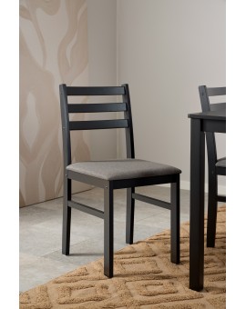 Súprava TORINO stôl + 4 stoličky Čierny/Svetlosivý (tkanina Sawana 21) – DREVENÝ KOMPLET DO KUCHYNE/JEDÁLNE