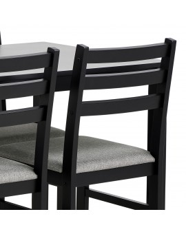 Súprava TORINO stôl + 4 stoličky Čierny/Svetlosivý (tkanina Sawana 21) – DREVENÝ KOMPLET DO KUCHYNE/JEDÁLNE