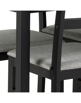 Súprava TORINO stôl + 4 stoličky Čierny/Svetlosivý (tkanina Sawana 21) – DREVENÝ KOMPLET DO KUCHYNE/JEDÁLNE
