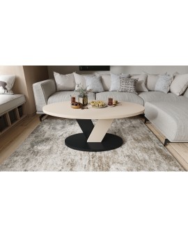 LOVA Bež/Crni – OVALNI STOLIĆ 110x60 cm, MODERNI STOLIĆ ZA KAVU