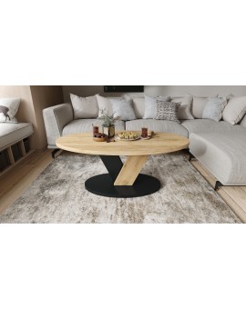 LOVA Hrast Craft Zlatni/Crni – OVALNI STOLIĆ 110x60 cm, MODERNI STOLIĆ ZA KAVU