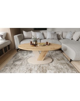 LOVA Hrast Artisan/Bež (Pjenušac) – OVALNI STOLIĆ 110x60 cm, MODERNI STOLIĆ ZA KAVU