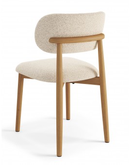 ALMO Krem (Tkanina Monza 90)/okvir od lakiranog hrasta - RETRO DRVENA BUCLÉ STOLICA ZA DNEVNI BORAVAK, BLAGOVAONICU, KUHINJU