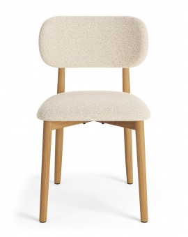 ALMO Krem (Tkanina Monza 90)/okvir od lakiranog hrasta - RETRO DRVENA BUCLÉ STOLICA ZA DNEVNI BORAVAK, BLAGOVAONICU, KUHINJU