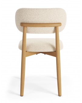 ALMO Krem (Tkanina Monza 90)/okvir od lakiranog hrasta - RETRO DRVENA BUCLÉ STOLICA ZA DNEVNI BORAVAK, BLAGOVAONICU, KUHINJU