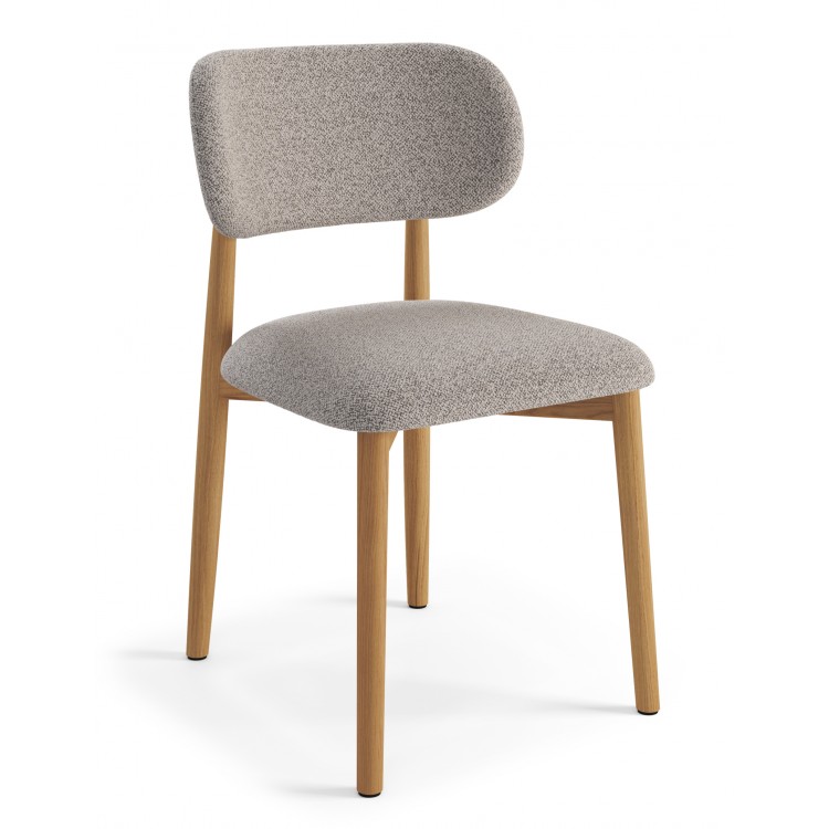 ALMO Bež Latte (Tkanina Monza 60)/okvir od lakiranog hrasta - DRVENA BUCLÉ STOLICA ZA KUHINJU, BLAGOVAONICU, DNEVNI BORAVAK