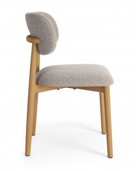 ALMO Bež Latte (Tkanina Monza 60)/okvir od lakiranog hrasta - DRVENA BUCLÉ STOLICA ZA KUHINJU, BLAGOVAONICU, DNEVNI BORAVAK