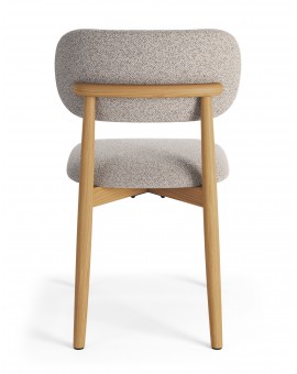 ALMO Béžová Latte (látka Monza 60) / lakovaný dubový rám – DREVENÁ BOUCLÉ STOLIČKA DO OBÝVAČKY, JEDÁLNE A KUCHYNE V RETRO ŠTÝLE