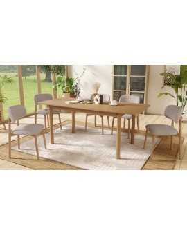 ALMO Bež Latte (Tkanina Monza 60)/okvir od lakiranog hrasta - DRVENA BUCLÉ STOLICA ZA KUHINJU, BLAGOVAONICU, DNEVNI BORAVAK