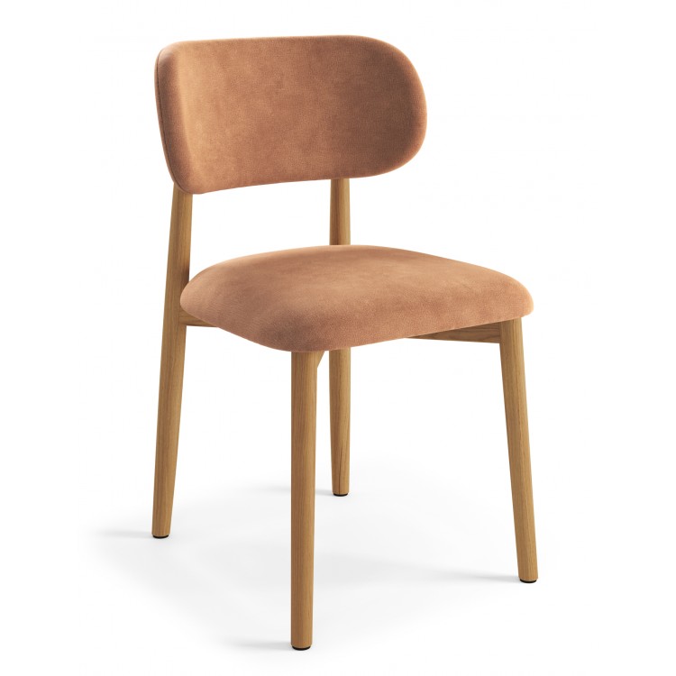 ALMO Terakota (tkanina Danny 204)/okvir od lakiranog hrasta - RETRO DRVENA STOLICA ZA BLAGOVAONICU I KUHINJU