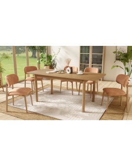 ALMO Terakota (tkanina Danny 204)/okvir od lakiranog hrasta - RETRO DRVENA STOLICA ZA BLAGOVAONICU I KUHINJU