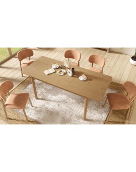 ALMO Terakota (tkanina Danny 204)/okvir od lakiranog hrasta - RETRO DRVENA STOLICA ZA BLAGOVAONICU I KUHINJU