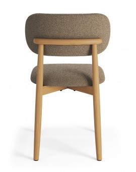 ALMO Hnedá Taupe (látka Monza 40) / lakovaný dubový rám – DREVENÁ BOUCLÉ STOLIČKA DO OBÝVAČKY, JEDÁLNE A KUCHYNE V RETRO ŠTÝLE