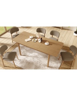 ALMO Smeđi Taupe (Tkanina Monza 40)/okvir od lakiranog hrasta - DRVENA BUCLÉ STOLICA ZA DNEVNI BORAVAK, BLAGOVAONICU, KUHINJU