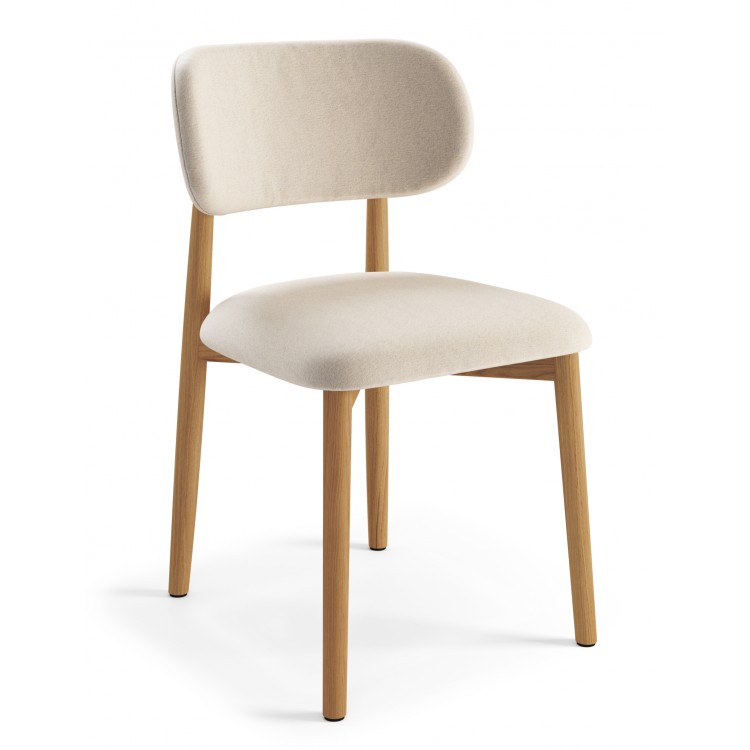 ALMO Béžová (látka Apia 453) / lakovaný dubový rám – DREVENÁ STOLIČKA DO OBÝVAČKY, JEDÁLNE A KUCHYNE V RETRO ŠTÝLE
