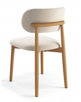 ALMO Béžová (látka Apia 453) / lakovaný dubový rám – DREVENÁ STOLIČKA DO OBÝVAČKY, JEDÁLNE A KUCHYNE V RETRO ŠTÝLE