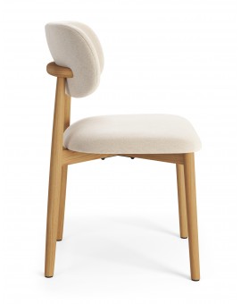 ALMO Bež (tkanina Apia 453)/okvir od lakiranog hrasta - RETRO DRVENA STOLICA ZA BLAGOVAONICU I KUHINJU