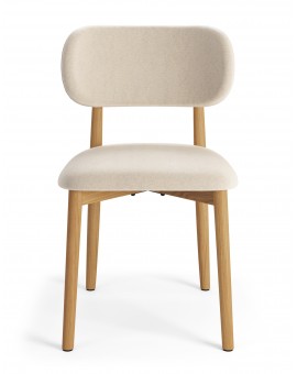 ALMO Bež (tkanina Apia 453)/okvir od lakiranog hrasta - RETRO DRVENA STOLICA ZA BLAGOVAONICU I KUHINJU