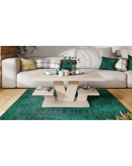 VIVA MAT Béžová [Super Mat / Anti-fingerprint] - MODERNÝ KONFERENČNÝ STOLÍK S POLIČKAMI KAŠMÍR