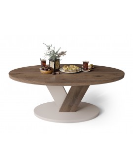 LOVA Orech Elegant/Béž Taupe - OVÁLNY KONFERENČNÝ STOLÍK 110 × 60 cm MODERNÝ KÁVOVÝ STOLÍK LOVA Orech Elegant/Béž Taupe - OVÁLNY KONFERENČNÝ STOLÍK 110 × 60 cm MODERNÝ KÁVOVÝ STOLÍK
