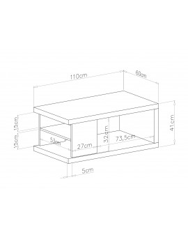 Stolek LANA Elegantný orech - KONFERENČNÍ STOLEK S POLICÍ