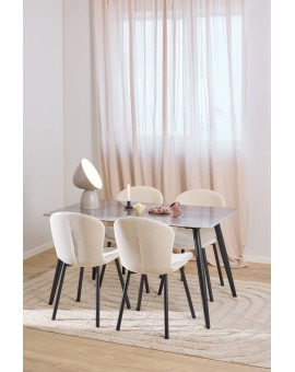 FIORA Béžové (tkanina Apia 453)/čierny rám - MODERNÁ ČALÚNENÁ STOLIČKA DO OBÝVAČKY/ JEDÁLNE LOFT