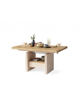 Stolić LEXUS, sklopivi, s mehanizmom podizanja ploče, artisan hrast / bež