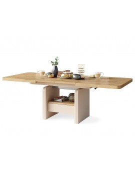 Stolić LEXUS, sklopivi, s mehanizmom podizanja ploče, artisan hrast / bež