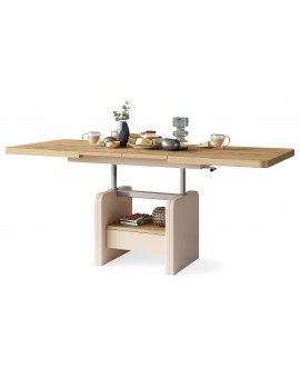 Stolić LEXUS, sklopivi, s mehanizmom podizanja ploče, artisan hrast / bež