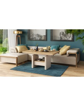 Stolić LEXUS, sklopivi, s mehanizmom podizanja ploče, artisan hrast / bež