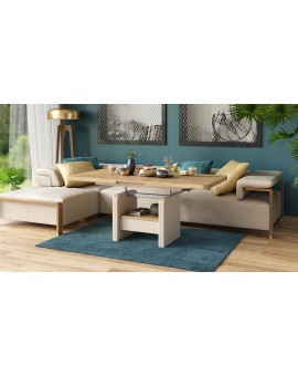 Stolić LEXUS, sklopivi, s mehanizmom podizanja ploče, artisan hrast / bež