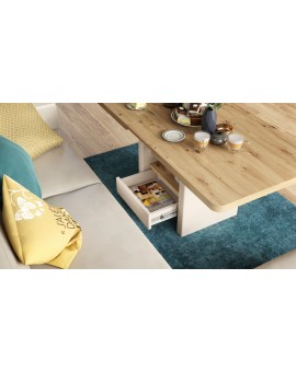 Stolić LEXUS, sklopivi, s mehanizmom podizanja ploče, artisan hrast / bež
