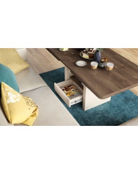 Stolić LEXUS, sklopivi, s mehanizmom podizanja ploče, smeđi hrast / bež