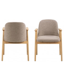 RODERIC Béžová Latte (látka Monza 60) / lakovaná dubová konštrukcia – DREVENÁ STOLIČKA BOUCLÉ RETRO