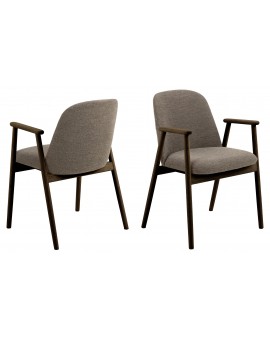 RODERIC Hnedá Taupe (látka Monza 40) / lakovaná dubová konštrukcia – dymový dub (odtieň orecha) – DREVENÁ STOLIČKA BOUCLÉ RETRO