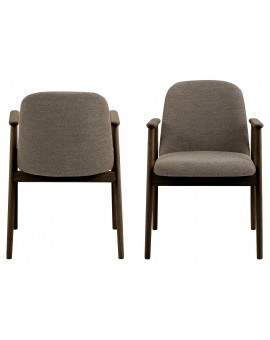 RODERIC Hnedá Taupe (látka Monza 40) / lakovaná dubová konštrukcia – dymový dub (odtieň orecha) – DREVENÁ STOLIČKA BOUCLÉ RETRO