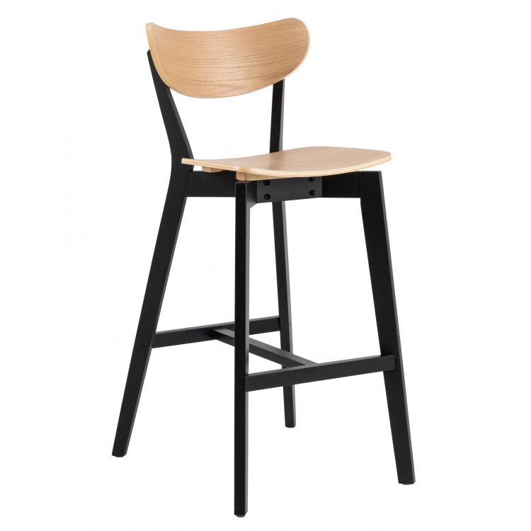 ROXY Prirodni Hrast / Crni Okvir – DRVENI BARSKI STOLAC ZA KUHINJU, DNEVNI BORAVAK I RESTORAN U RETRO STILU