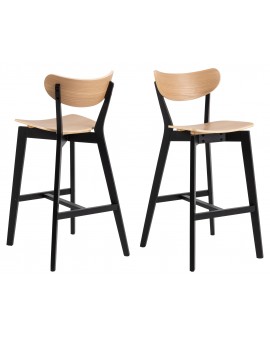 ROXY Prirodni Hrast / Crni Okvir – DRVENI BARSKI STOLAC ZA KUHINJU, DNEVNI BORAVAK I RESTORAN U RETRO STILU