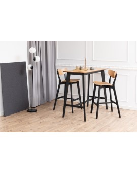 ROXY Prirodni Hrast / Crni Okvir – DRVENI BARSKI STOLAC ZA KUHINJU, DNEVNI BORAVAK I RESTORAN U RETRO STILU