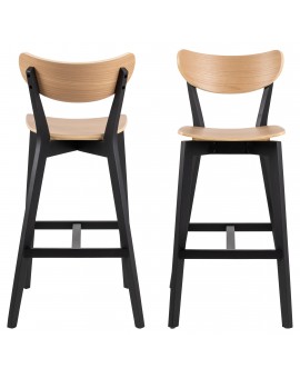 ROXY Dub Prírodný / Čierna Konštrukcia – DREVENÁ BAROVÁ STOLIČKA DO KUCHYNE, OBÝVAČKY A REŠTAURÁCIE V ŠTÝLE RETRO