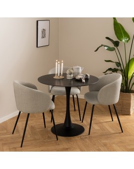 CLARA Bež (tkanina Monza 24)/crne noge – MODERNA, TAPECIRANA, ZAOBLJENA STOLICA ZA DNEVNI BORAVAK/BLAGOVAONICU/URED