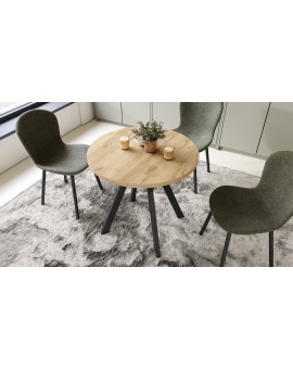 ALMO 80 Hrast Craft Zlatni / crne noge – okrugli stol s Y nogama, loft/industrijski za kuhinju, dnevni boravak i blagovaonicu