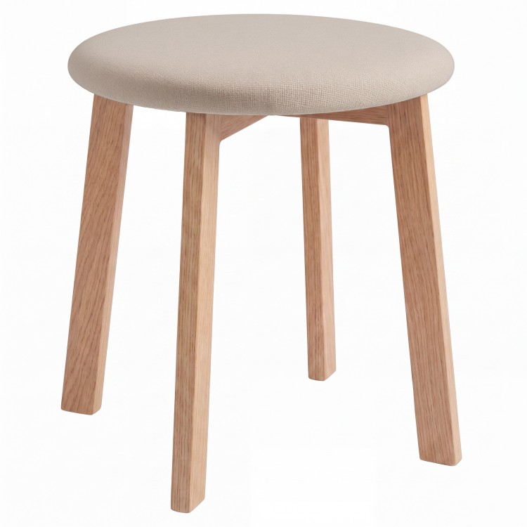 Taboret okrągły ZOI Beżowy (Storm 06) / stelaż dębowy