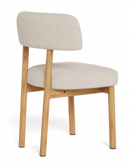 TORAY Beige (Apia 453 fabric)/natural oak base - UPHOLSTERED DINING CHAIR FOR KITCHEN/DINING ROOM