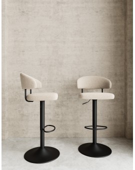 IRIS Beige (Basel 24 fabric)/black base - UPHOLSTERED BAR STOOL FOR KITCHEN/BAR