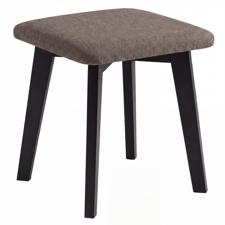 MILO Brown (Storm 18 fabric)/black beech base - SQUARE UPHOLSTERED STOOL FOR KITCHEN/LIVING ROOM