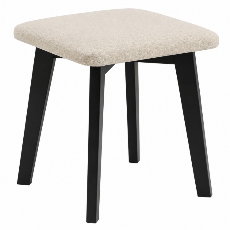 MILO Light Beige (Storm 04 fabric)/black beech base - SQUARE UPHOLSTERED STOOL FOR KITCHEN/LIVING ROOM